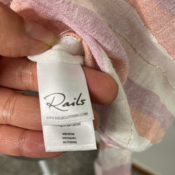 Rails Womens Linen Top Dusk Stripe Alyssa Button Down Pastel Top Metallic Size M - Picture 6 of 10